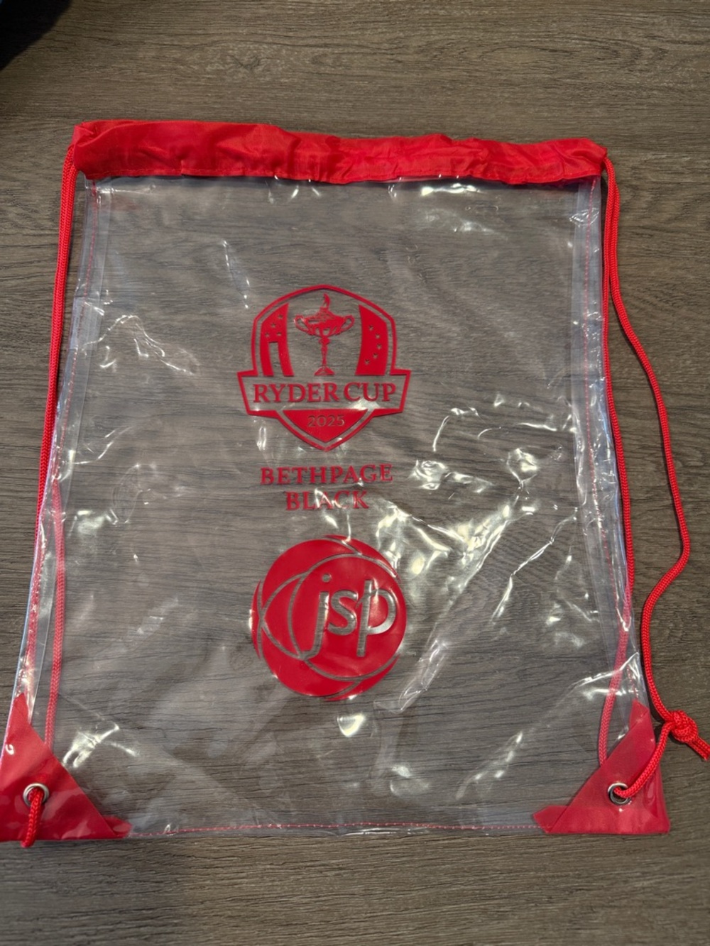 Ryder Cup 2025 Clear Red Drawstring Bag